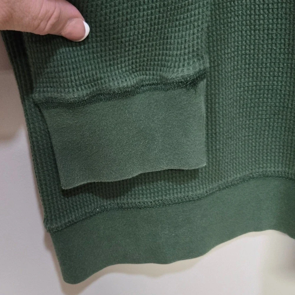 True Religion Thermal Henley Shirt Men Large Green Waffle Knit Streetwear Grunge